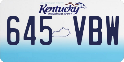 KY license plate 645VBW