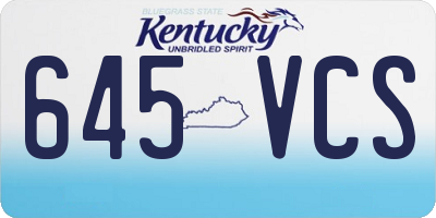 KY license plate 645VCS
