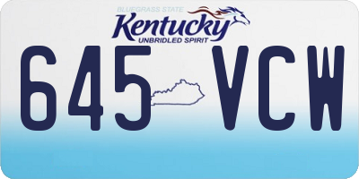 KY license plate 645VCW