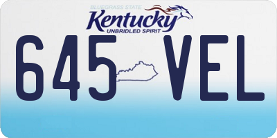 KY license plate 645VEL