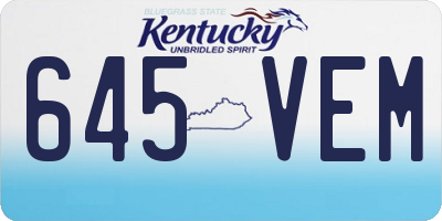 KY license plate 645VEM