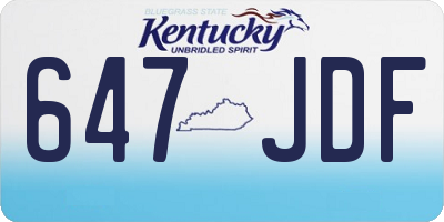 KY license plate 647JDF