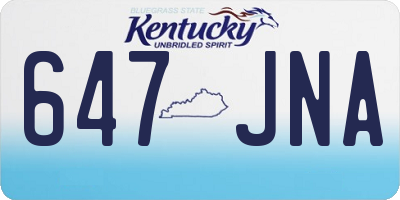 KY license plate 647JNA