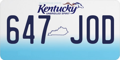 KY license plate 647JOD