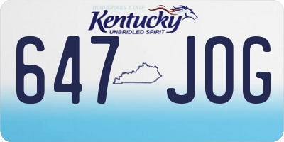 KY license plate 647JOG