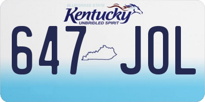 KY license plate 647JOL
