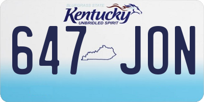 KY license plate 647JON