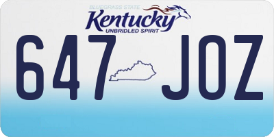 KY license plate 647JOZ