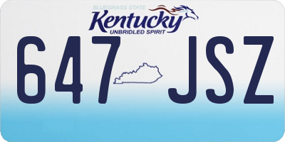 KY license plate 647JSZ