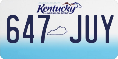 KY license plate 647JUY