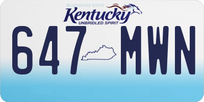 KY license plate 647MWN