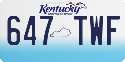 KY license plate 647TWF