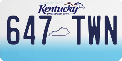 KY license plate 647TWN