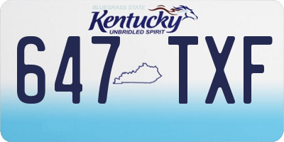 KY license plate 647TXF