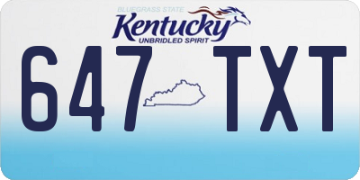 KY license plate 647TXT
