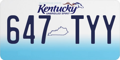 KY license plate 647TYY