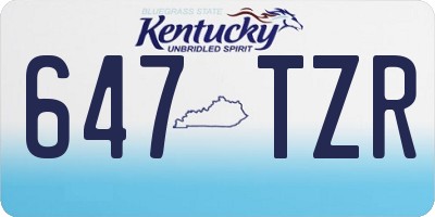 KY license plate 647TZR