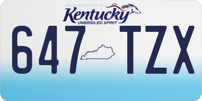 KY license plate 647TZX