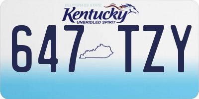 KY license plate 647TZY