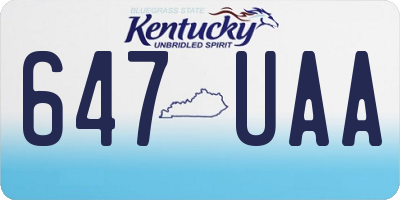 KY license plate 647UAA
