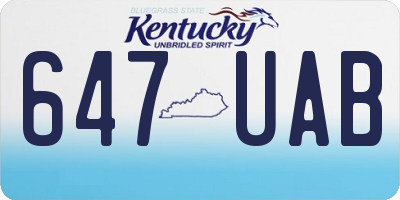 KY license plate 647UAB