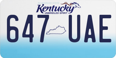 KY license plate 647UAE