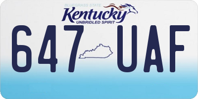 KY license plate 647UAF