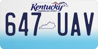KY license plate 647UAV