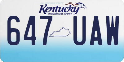 KY license plate 647UAW