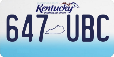 KY license plate 647UBC