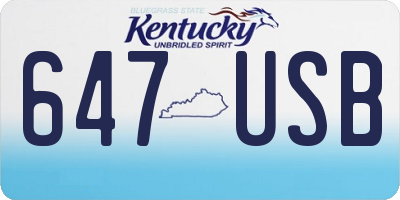 KY license plate 647USB