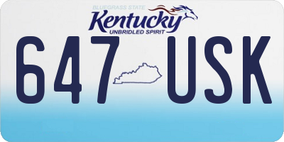 KY license plate 647USK