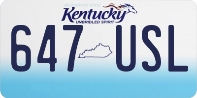 KY license plate 647USL