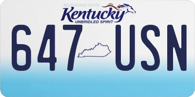 KY license plate 647USN