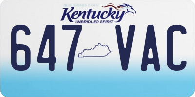 KY license plate 647VAC