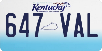 KY license plate 647VAL