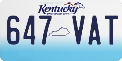 KY license plate 647VAT
