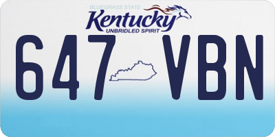 KY license plate 647VBN