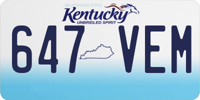 KY license plate 647VEM
