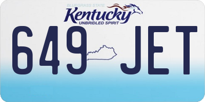 KY license plate 649JET