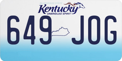KY license plate 649JOG