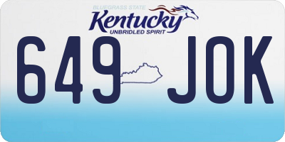 KY license plate 649JOK