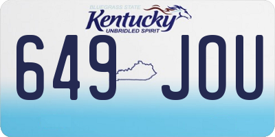KY license plate 649JOU