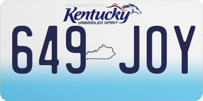 KY license plate 649JOY