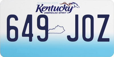 KY license plate 649JOZ