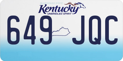 KY license plate 649JQC