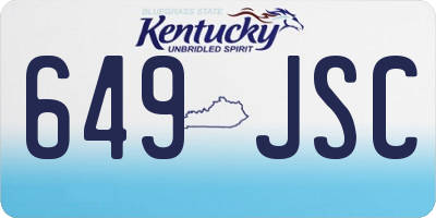 KY license plate 649JSC