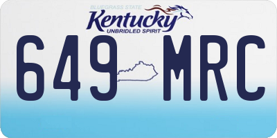 KY license plate 649MRC
