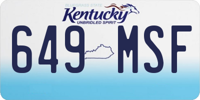 KY license plate 649MSF