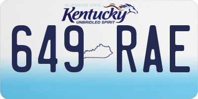 KY license plate 649RAE